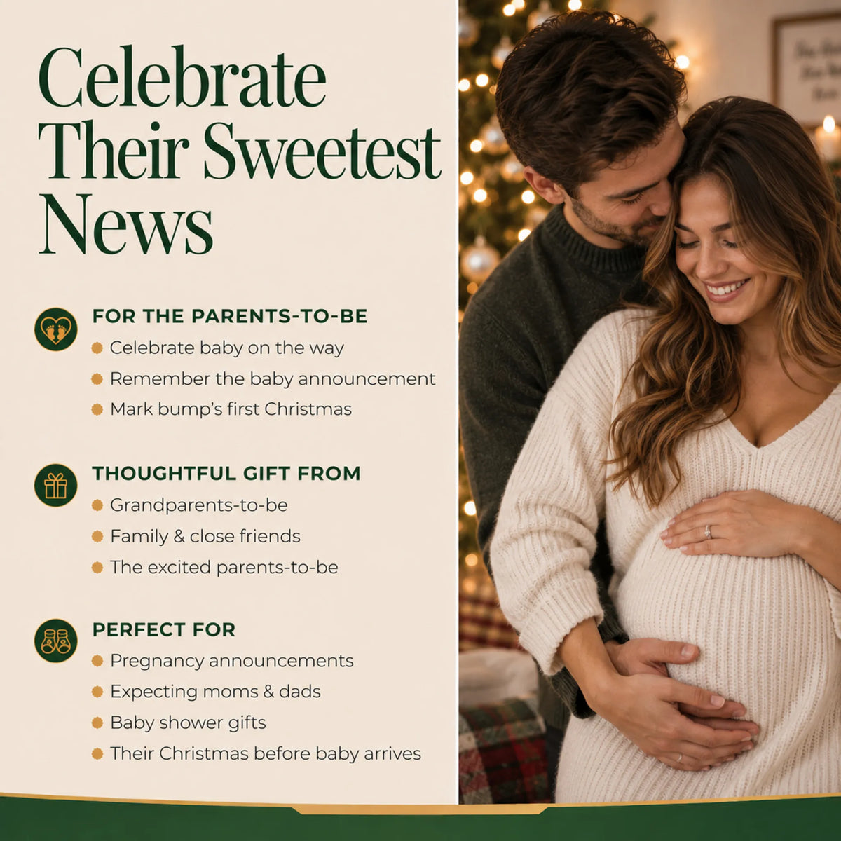 Celebrate what they love with a personalized Expecting Mom christmas ornament