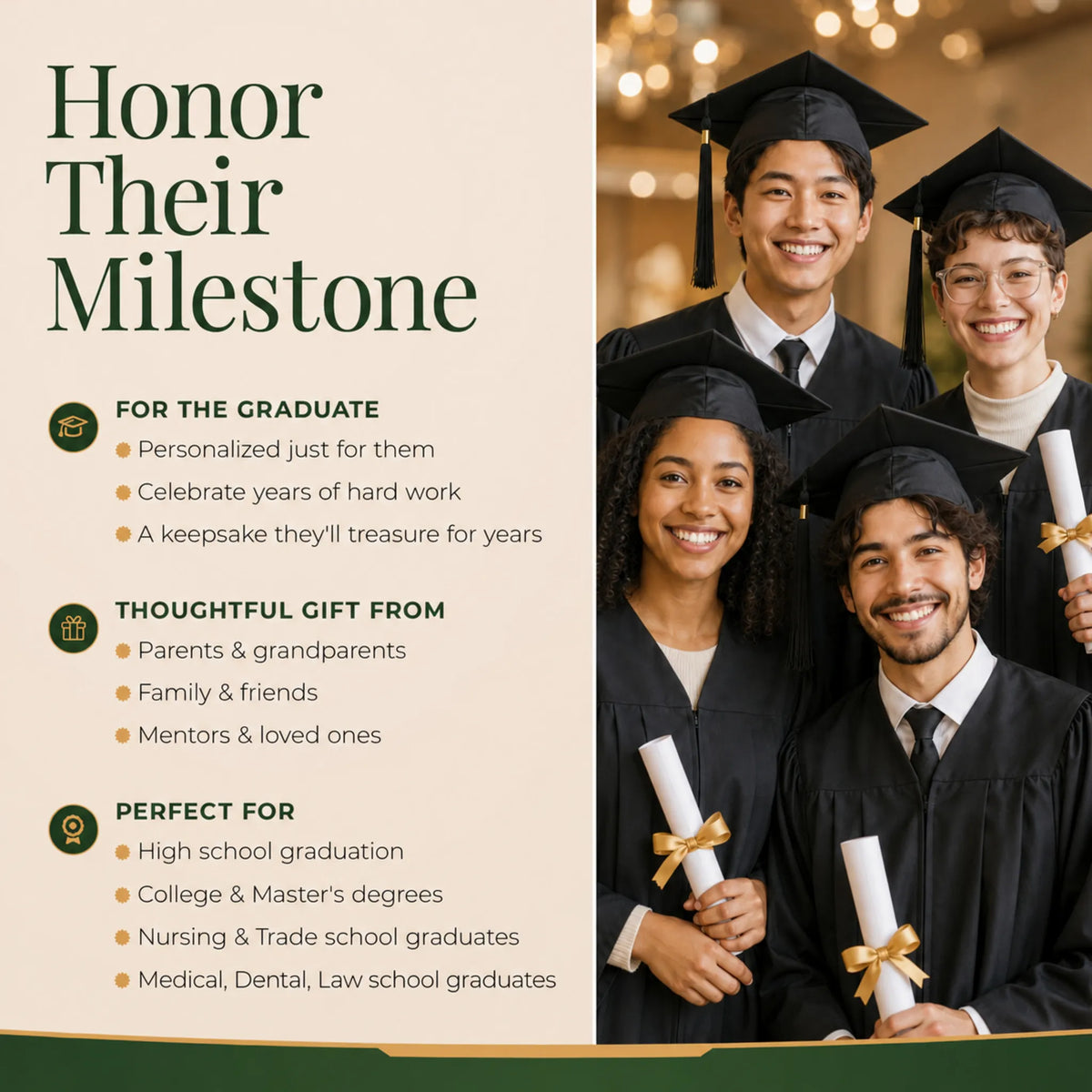 Honor their milestone with a personalized Graduation Photo Frame christmas ornament for high school, college and trade school graduates