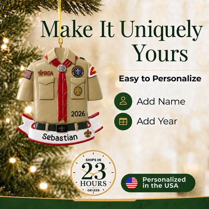 Make it yours: personalize the Boy Scouts banner christmas ornament