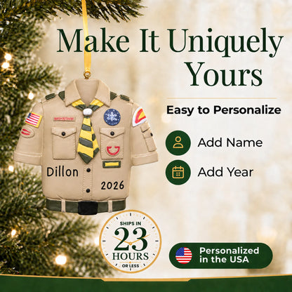 Make it yours: personalize the Boy Scouts uniform christmas ornament
