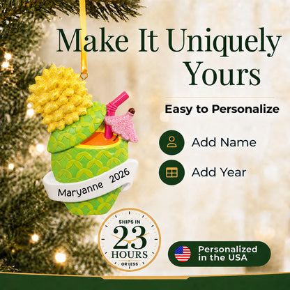 Make it yours: personalize the Pineapple Cocktail christmas ornament