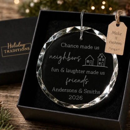Neighbors and friends personalized christmas ornament in a Holiday Traditions gift box with a Make It Custom tag