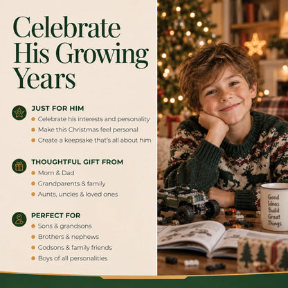Celebrate his growing years: a personalized garbage truck christmas ornament, a keepsake gift for sons and grandsons