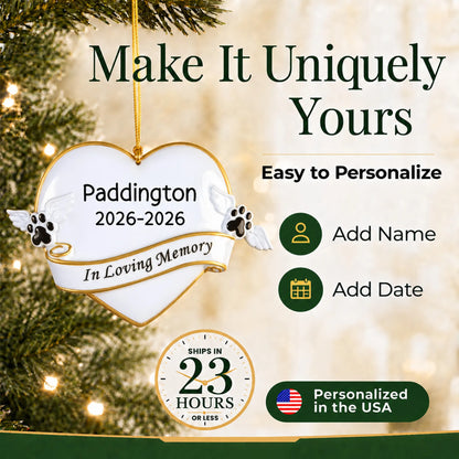 Make it yours: personalize the Pet Memorial christmas ornament with your pet's name and dates