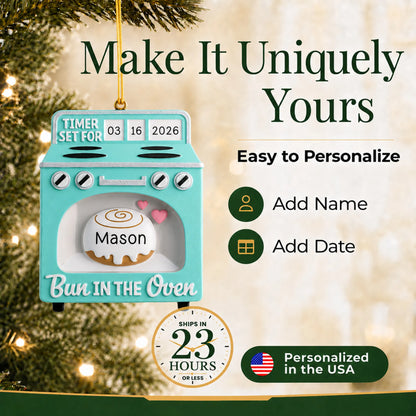 Make it yours: personalize the Bun In The Oven christmas ornament