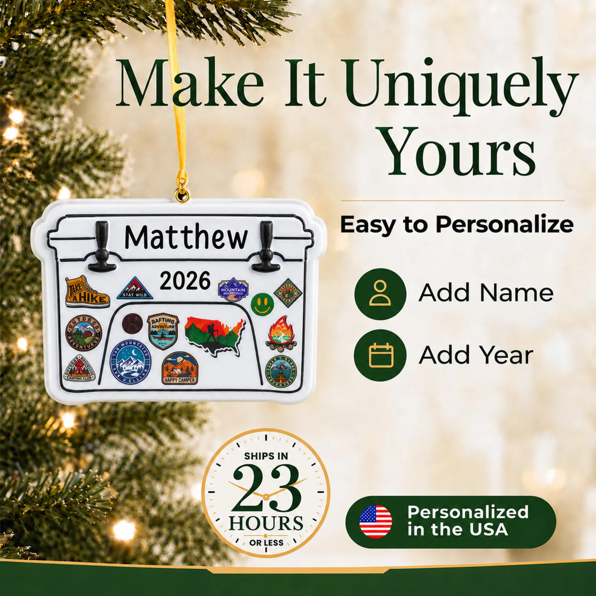 Make it yours: personalize the Yeti cooler christmas ornament