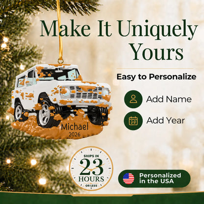 Make it yours: personalize the Off-Road Truck christmas ornament