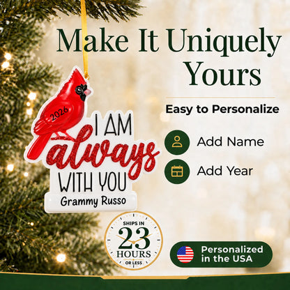 Make it yours: personalize the Cardinal Memorial christmas ornament