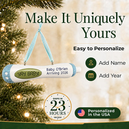 Make it yours: personalize the Pregnancy Test Baby Boy christmas ornament