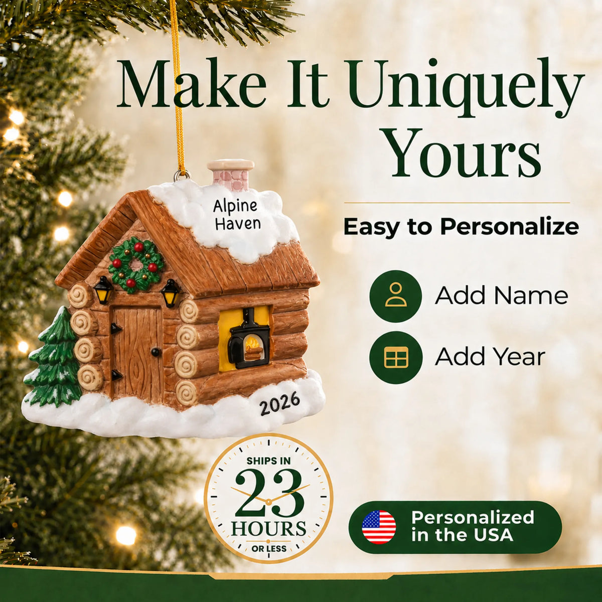 Make it yours: personalize the log cabin christmas ornament