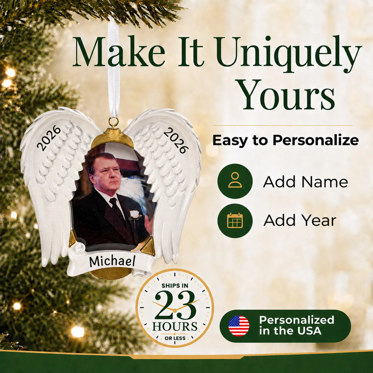 Make it yours: personalize the In Loving Memory Photo Frame christmas ornament