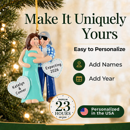 Make it yours: personalize the Expecting Couple christmas ornament