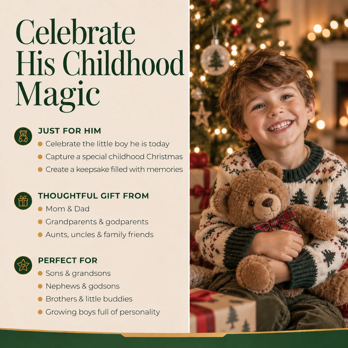 Celebrate his childhood magic with a personalized boys ride on electric car christmas ornament