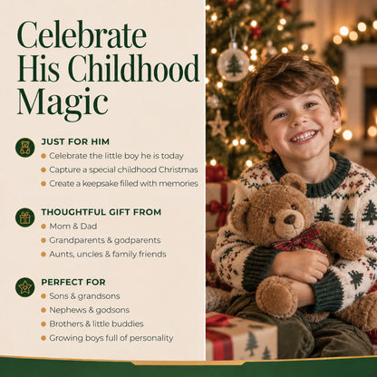 Celebrate his childhood magic with a personalized boys ride on electric car christmas ornament