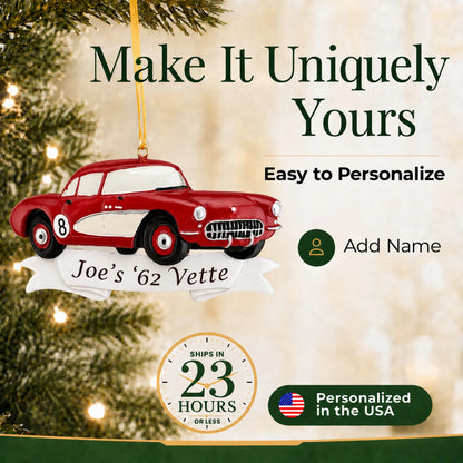 Make it yours: personalize the Classic Car christmas ornament