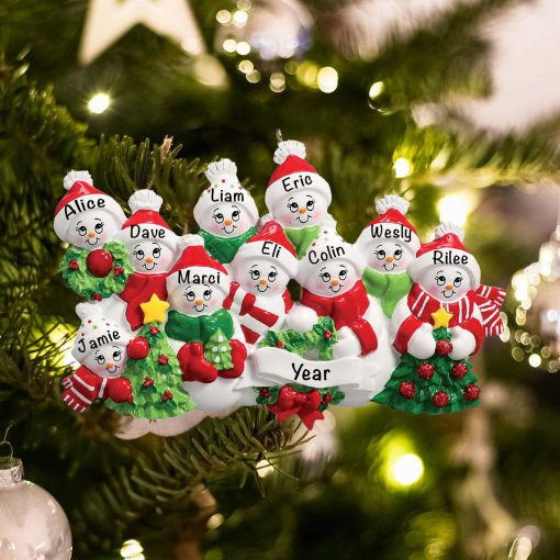 Personalized Snowmen Family of 10 Christmas Ornament