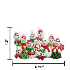 Snowmen Family of 10 Personalized Christmas Ornament
