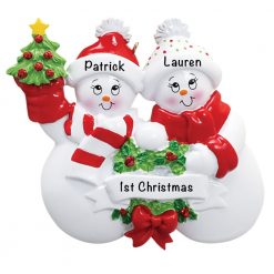 Snowmen Couple Personalized Christmas Ornament