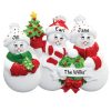 Snowmen Family of 3 Personalized Christmas Ornament