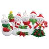 Snowmen Family of 5 Personalized Christmas Ornament - Blank