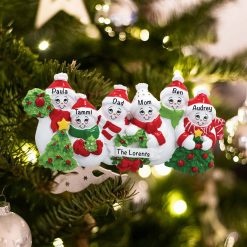 Personalized Snowmen Family of 6 Christmas Ornament