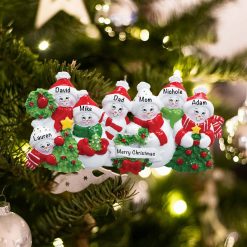 Personalized Snowmen Family of 7 Christmas Ornament
