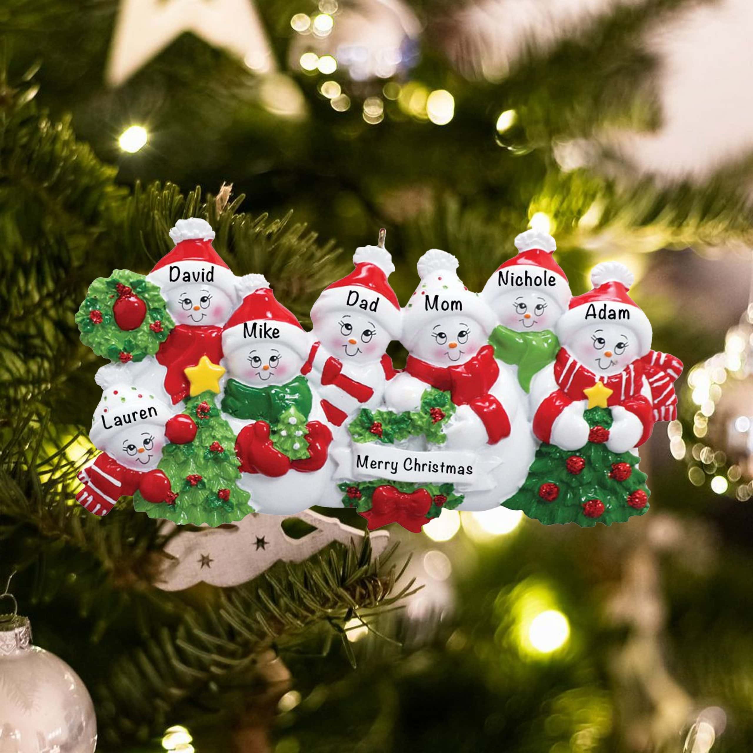 Personalized 2016 Snowman Family of 5 Christmas Ornament 