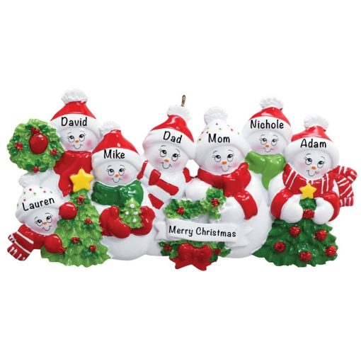 Snowmen Family of 7 Personalized Christmas Ornament