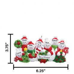 Snowmen Family of 7 Personalized Christmas Ornament