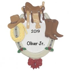 Cowboy and horse attire Personalized Christmas Ornament