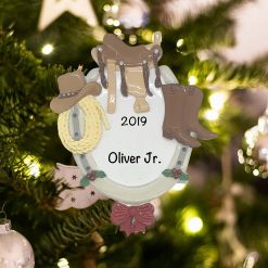 Personalized Cowboy and Horse Attire Christmas Ornament