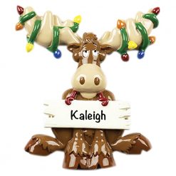 Moose with Lights Personalized Christmas Ornament