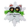 Black Bear Snowflake Couple Personalized Christmas Ornament