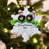 Personalized Black Bear Snowflake Couple Christmas Ornament