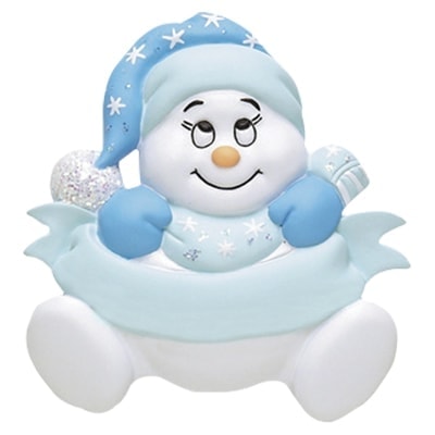 Blue Snowbaby Personalized Christmas Ornament