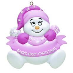 Baby's 1st Christmas Snow baby Pink Personalized Christmas Ornament - blank