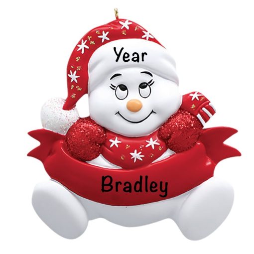 Red Snowbaby Personalized Christmas Ornament
