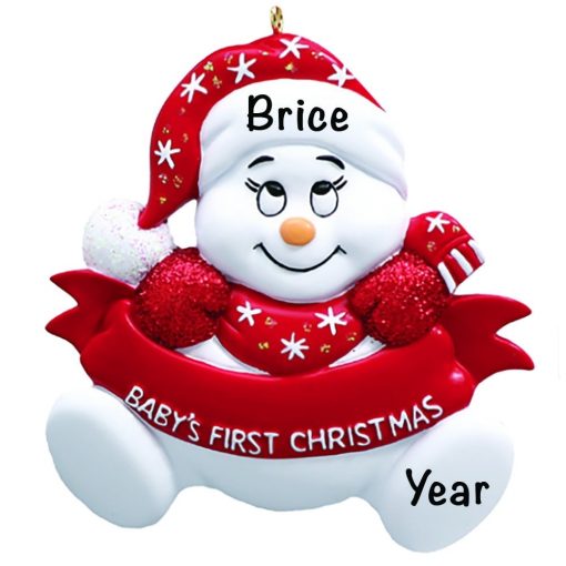 Baby's 1st Christmas Snowbaby Red Personalized Christmas Ornament