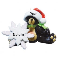 Sitting Black Bear Personalized Christmas Ornament
