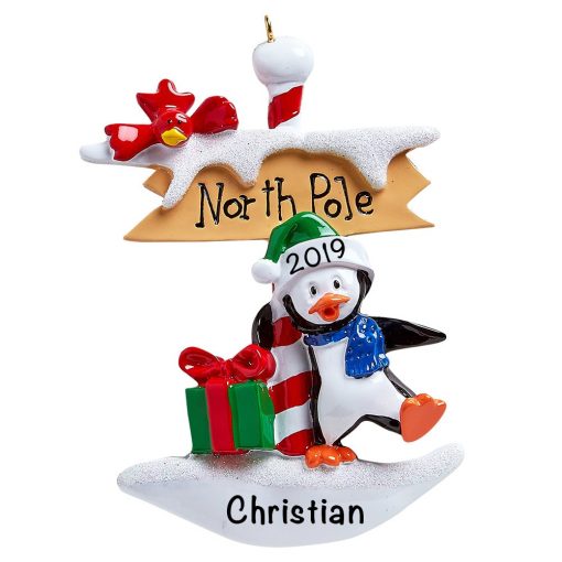 North Pole Penguin Personalized Christmas Ornament