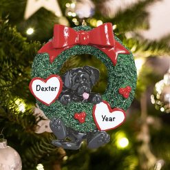 Personalized Black Lab Wreath Christmas Ornament