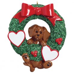 Dachshund Wreath Personalized Christmas Ornament - Blank