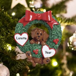 Personalized Dachshund Wreath Christmas Ornament
