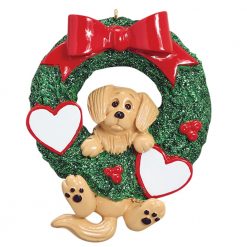 Golden Retriever Wreath Personalized Christmas Ornament - Blank