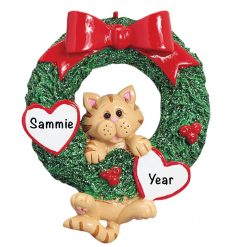 Orange Tabby Cat Personalized Christmas Ornament