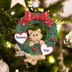 Personalized Orange Tabby Cat Christmas Ornament