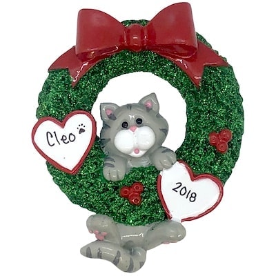 1337 Gray Tabby Cat In Wreath