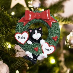 Personalized Tuxedo Wreath Christmas Ornament
