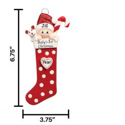 Red Baby Stocking Personalized Christmas Ornament