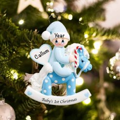 Personalized Rocking Horse Babys First Christmas Ornament